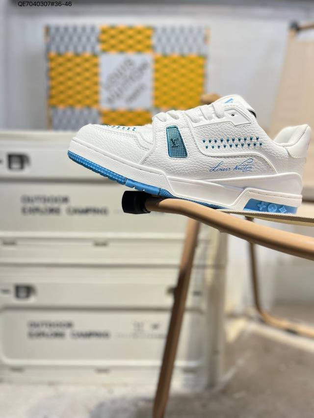 Louis Vuitton Lv Trainer sneakers, latest colorway, basketball-style sneakers. D