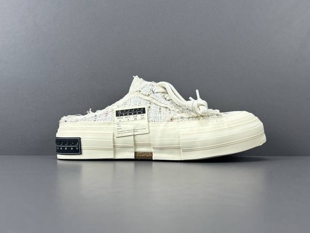 Vanness Wu Series Xvessel GOP Slip On White Tweed Chanel-style Canvas Low-top (D