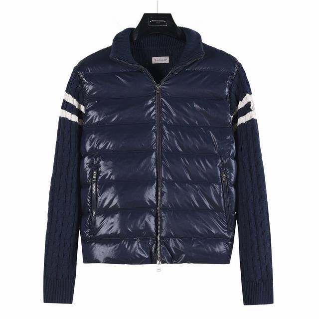 Channel Advantage! Authentic Foreign Trade Version Moncler Tb Patchwork Knit Nav