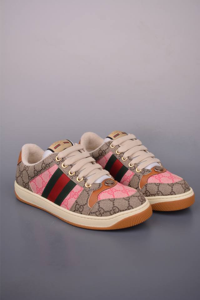 Gucci Screener Sportswear Luxury Series Gg Enamel Buckle Distressed Dirty Shoes