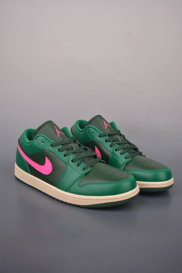 Air Jordan 1 Low Green/Pink (Ddd) AJ1 Low-Top Casual Sneakers, synchronized with