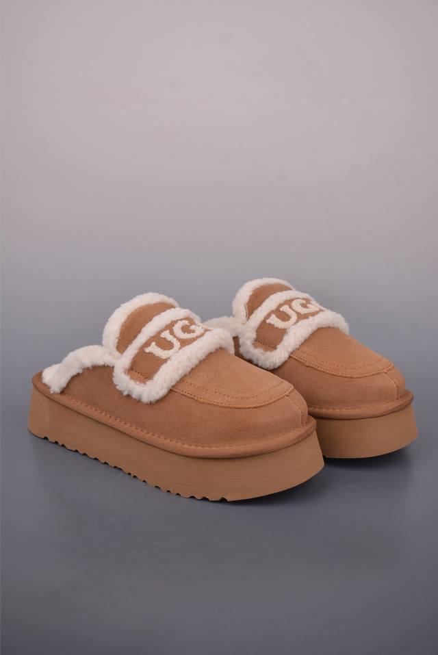Ugg Little Fat Series Thickened Mule Style Closed-Toe 5cm Half-Slippers Ethnic S