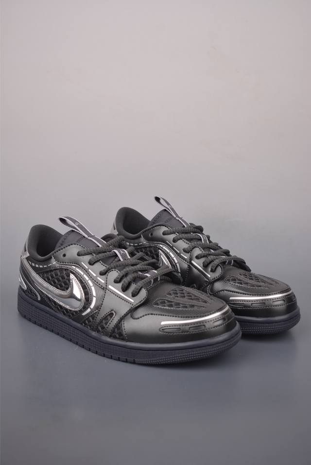 Air Jordan 1 Low Grey/Black/Silver (Ddd) AJ1 Low-Top Casual Sneakers, synchroniz