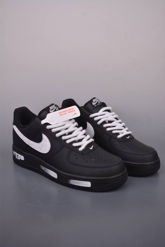 Nike Air Force 1 Low Black and White Splatter Swoosh. Made with original last an