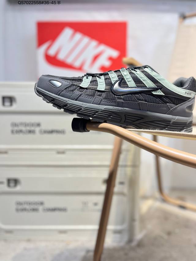 Nike P-6000 Laser Blue Retro Tech Personalized Sports Dad Shoes. The shoe featur