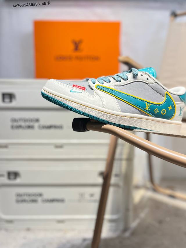 Factory Grade Top Layer Leather LV X Jordan Air Jordan 1 Low AJ1 Low-Top Basketb