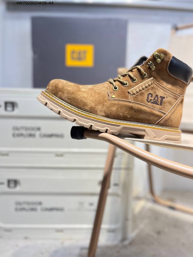Cat, the brand behind the Caterpillar bulldozer, series workwear and casual shoe