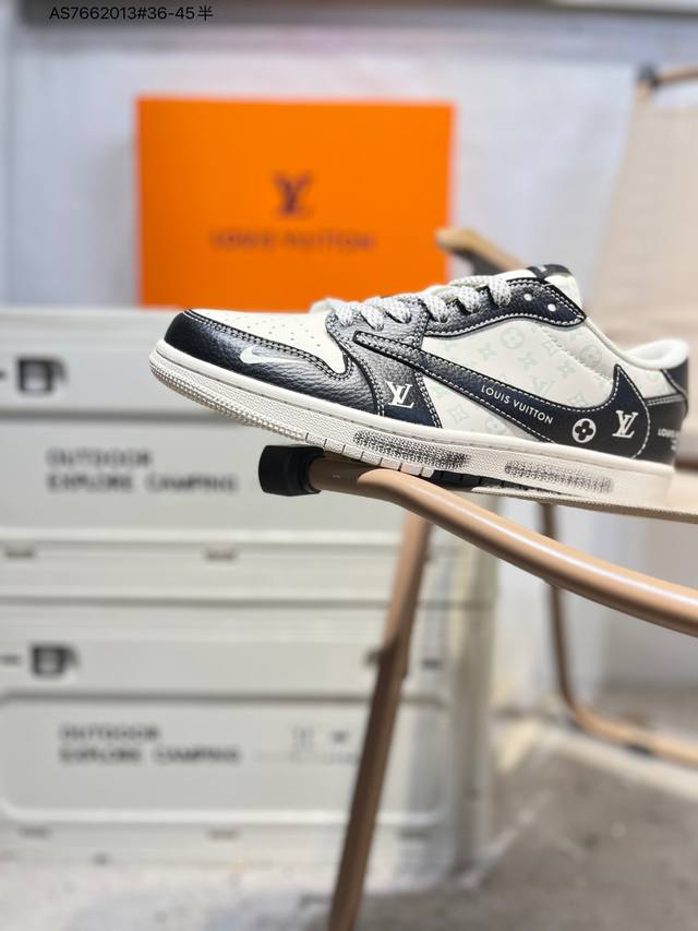 Factory Grade Top Layer Leather LV X Jordan Air Jordan 1 Low AJ1 Low-Top Basketb