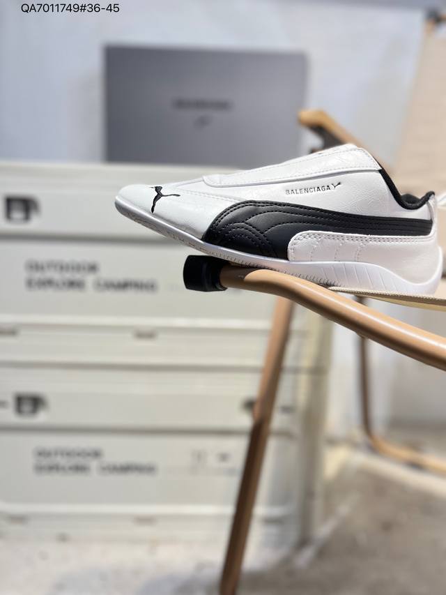 Puma x Balenciaga Speedcat series thin-soled cowhide suede round toe distressed