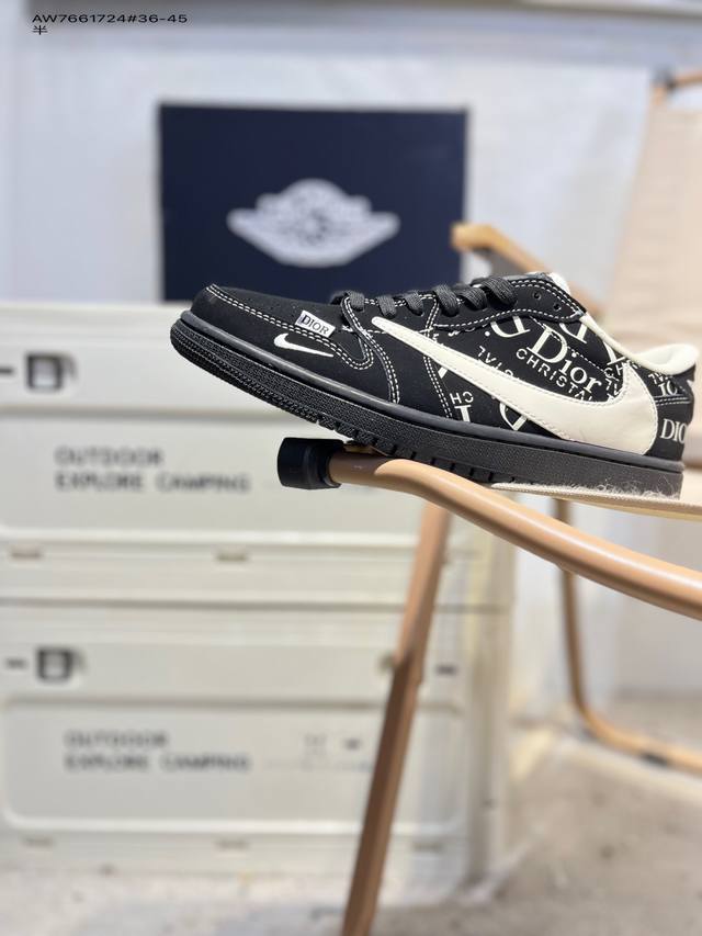 Factory Grade Top Layer Leather Dior X Jordan Air Jordan 1 Low AJ1 Low-Top Baske