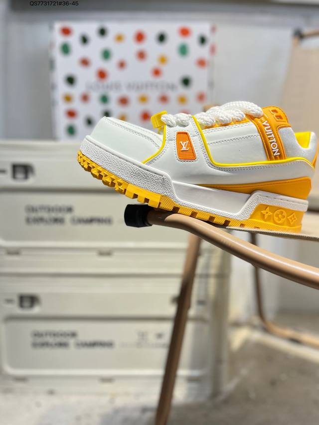 Louis Vuitton LV new "Fat Cube" LV Trainer latest colorway sneakers, L brand Tra