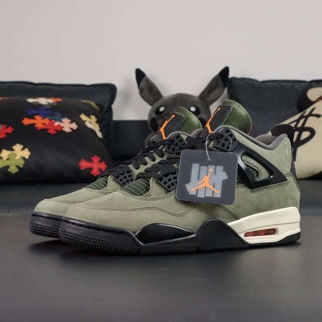 Channel Advantage! Ljr Pure Original AJ4 Undefeated X Jordan Air Jordan 4 Olive