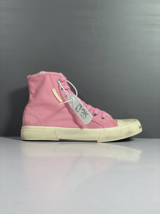 Channel Advantage! OK Version Balenciaga Paris Lace-up High-top Canvas Shoes, Un