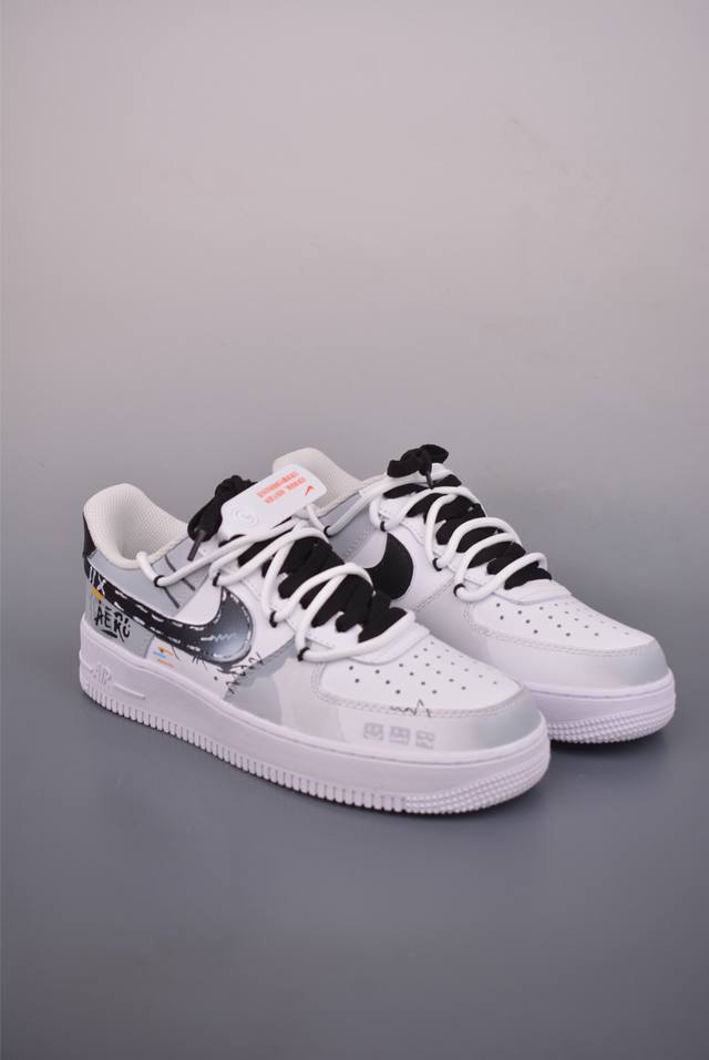 Nike Air Force 1 Low, hand-painted graffiti deconstructed strap design, original