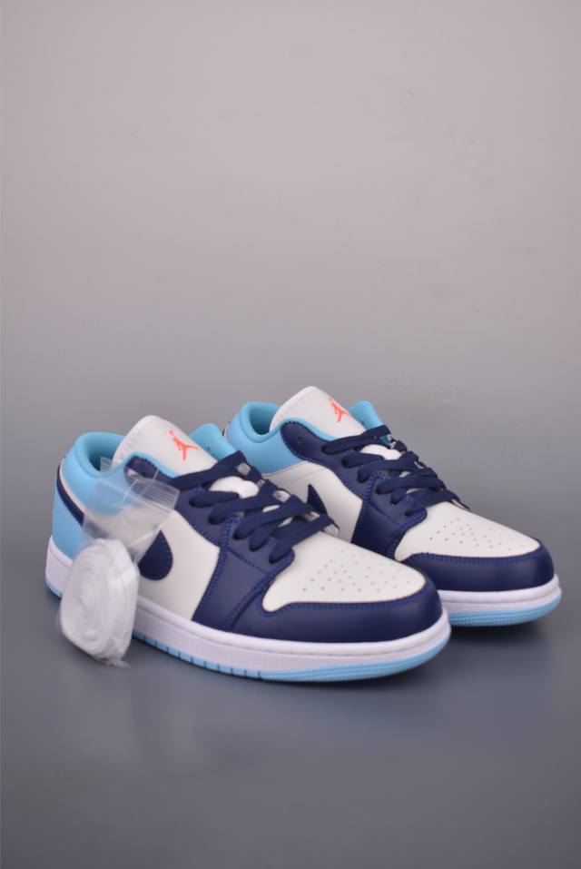 Air Jordan 1 Low White/Blue (Ddd) AJ1 Low-Top Casual Sneakers, synchronized with