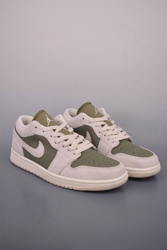Original barefoot-grade Air Jordan 1 Low white/green pure original series, the h