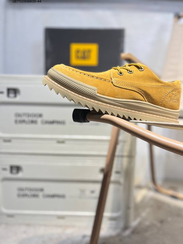 Cat, the brand behind the Caterpillar bulldozer, series workwear and casual shoe
