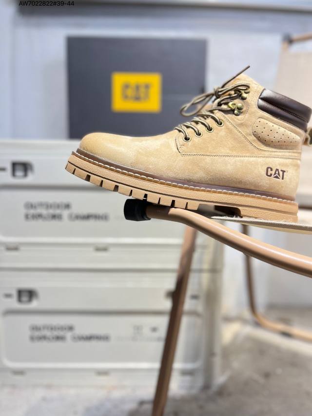 Cat, the brand behind the Caterpillar bulldozer, series workwear and casual shoe