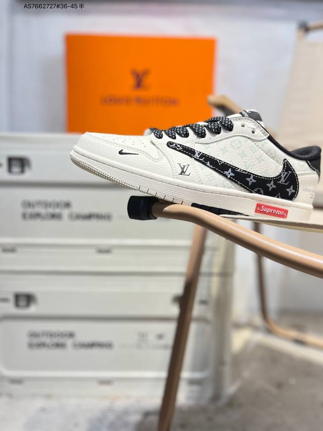 Factory Grade Top Layer Leather LV X Jordan Air Jordan 1 Low AJ1 Low-Top Basketb