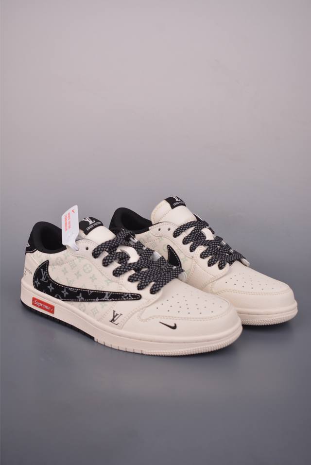 Fragment X Travis Scott X Supreme Air Jordan 1 Low Deconstructed Lacing Triparti