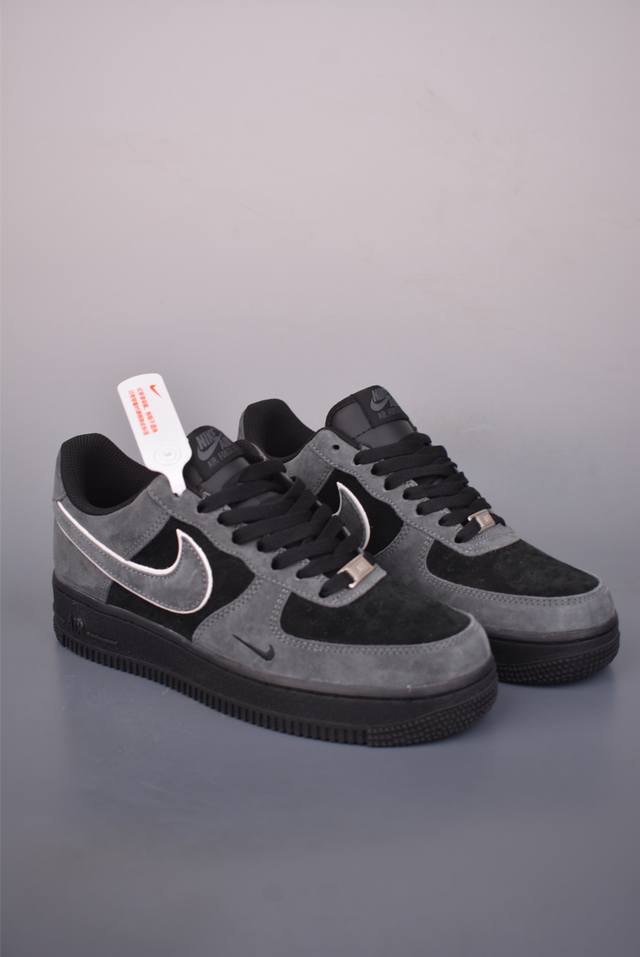 Nike Air Force 1 Low Suede Black/Grey. Made with original last and cardboard for