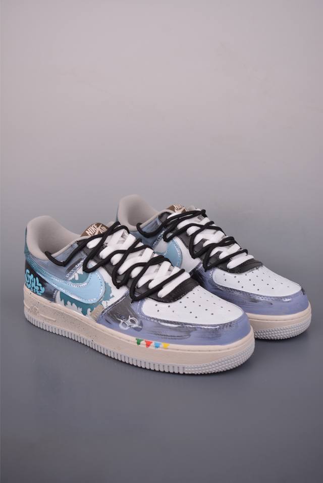 Nike Air Force 1 Low, hand-painted graffiti deconstructed strap design, original