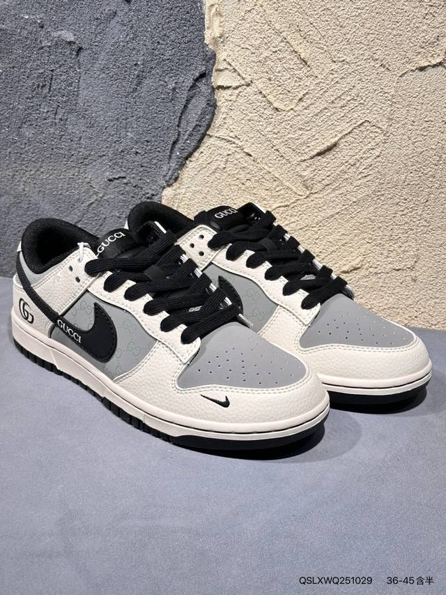 New Arrival Real Shot 2 Nike SB Dunk Low Gucci Collaboration---Dark Blue and Bla