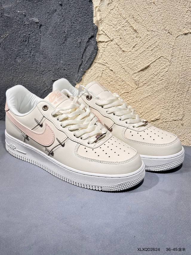 New Arrival Real Shot Special Nike Air Force 7 Low Collaboration Rose Gold Swoos