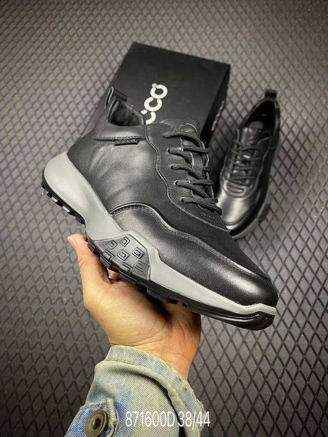 Ecco Men's Casual Sports Shoes, Solid Color Splicing, Non-slip and Wear-resistan