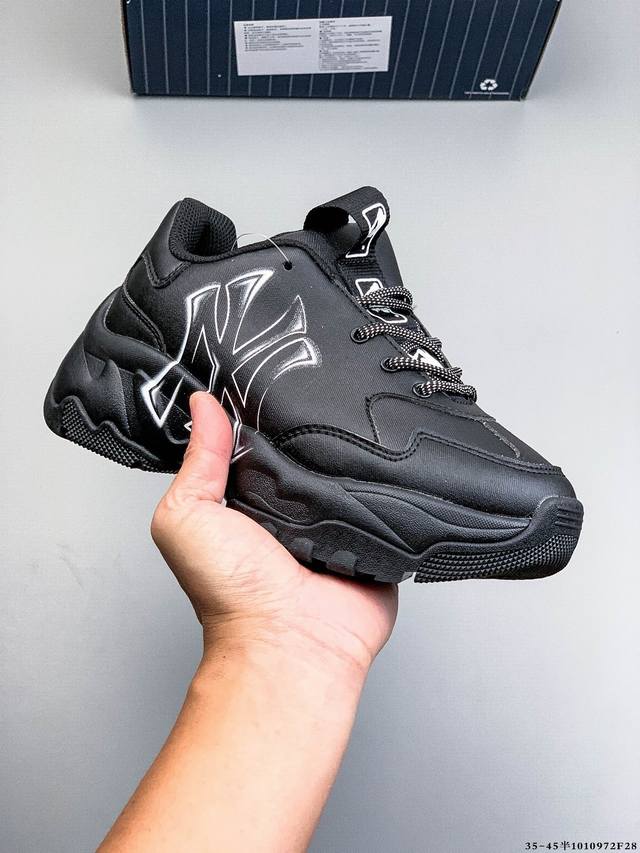 Company Grade! Mlb Chunky Liner Casual Running Shoes, Printed Leather Sneakers,