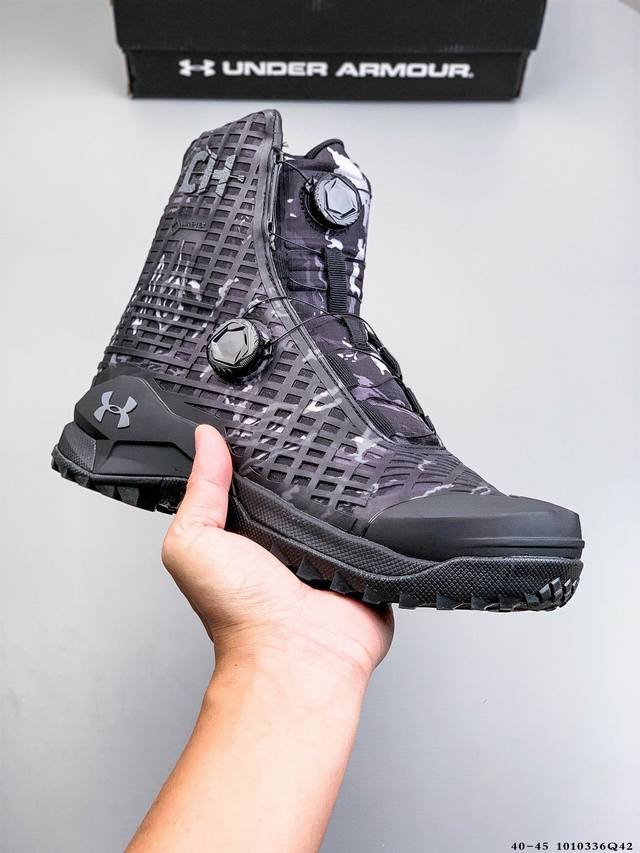 Under Armour Cy high-top hiking and hunting boots feature a mesh knit synthetic