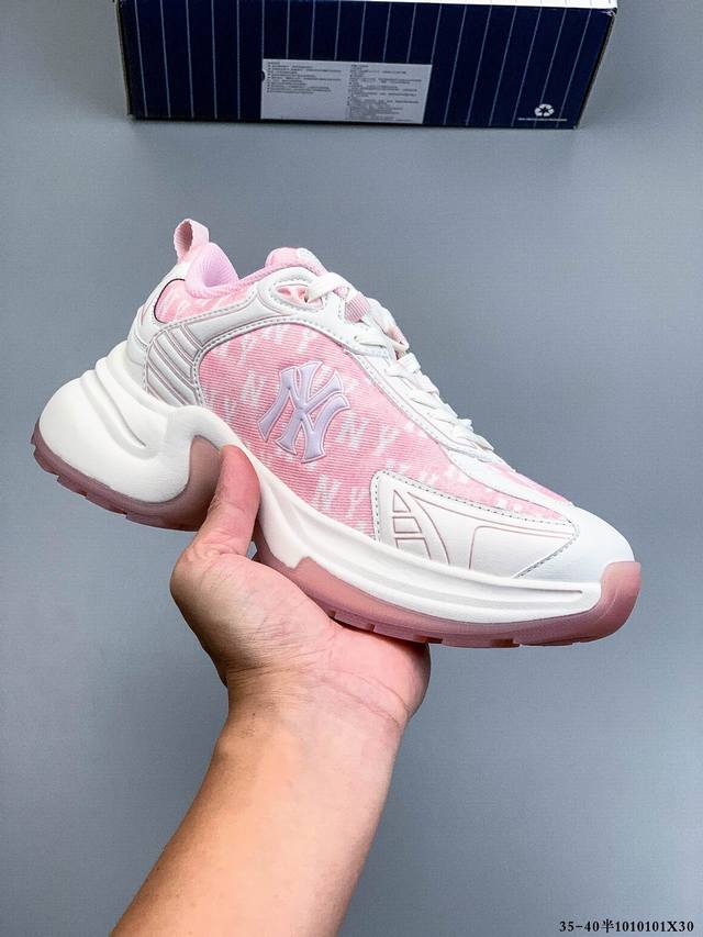 Company Grade! Mlb Chunky Liner Casual Running Shoes, Ny Print, Breathable, Ligh