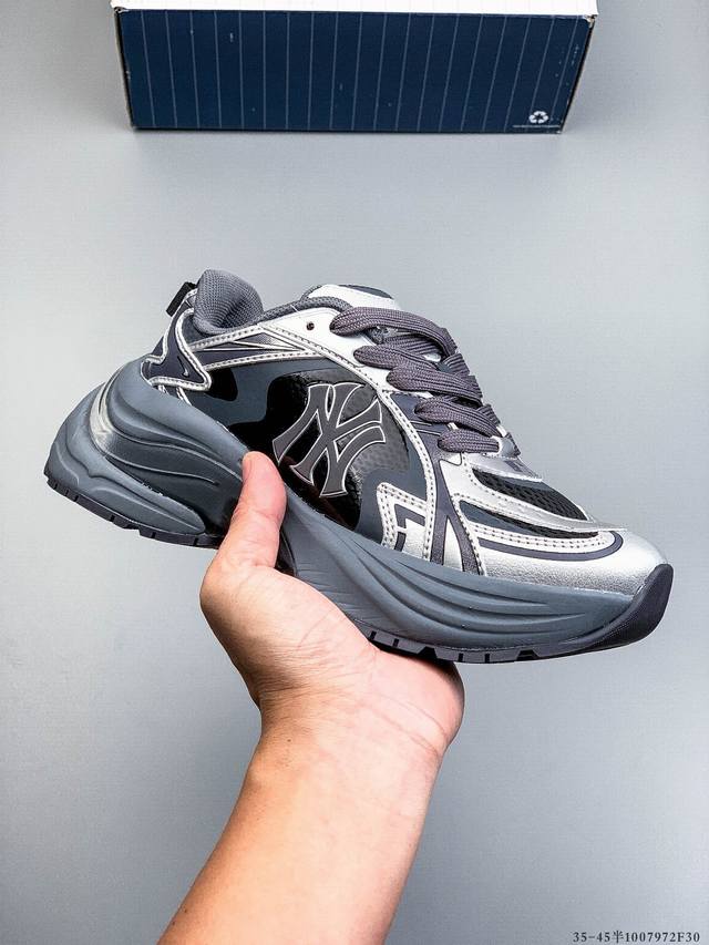 Company Grade! Mlb Chunky Liner Casual Running Shoes, Ny Print, Breathable, Ligh