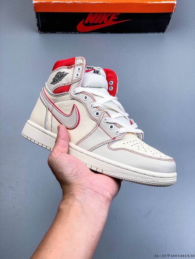 Factory Grade Top Grain Leather! Air Jordan 1 High-Top Trendy Cushioned Sports C