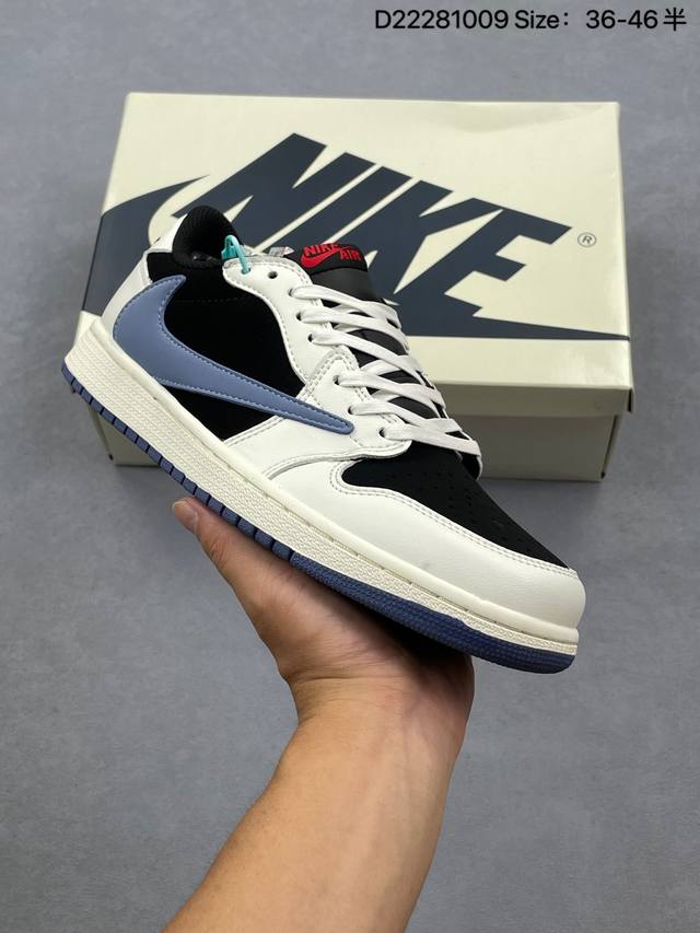 Company Grade Nike Air Jordan 1 X Travis Scott AJ1 Reverse Swoosh Nike Low-Top B
