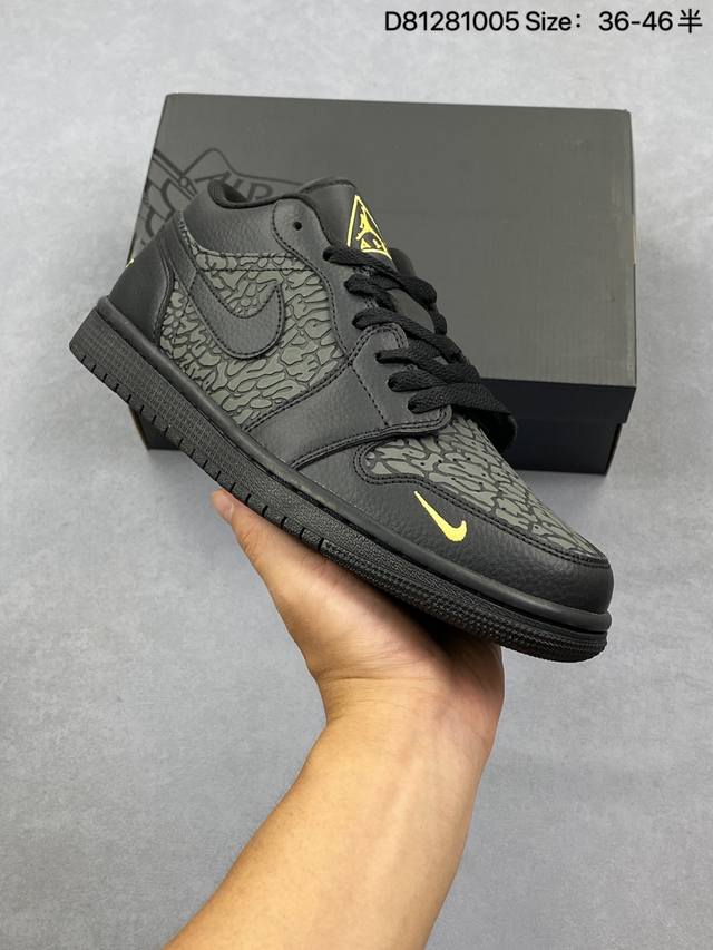 Air Jordan AJ1 Low Low Top Black/Yellow Crack Im6568-010 Brand New Production Li