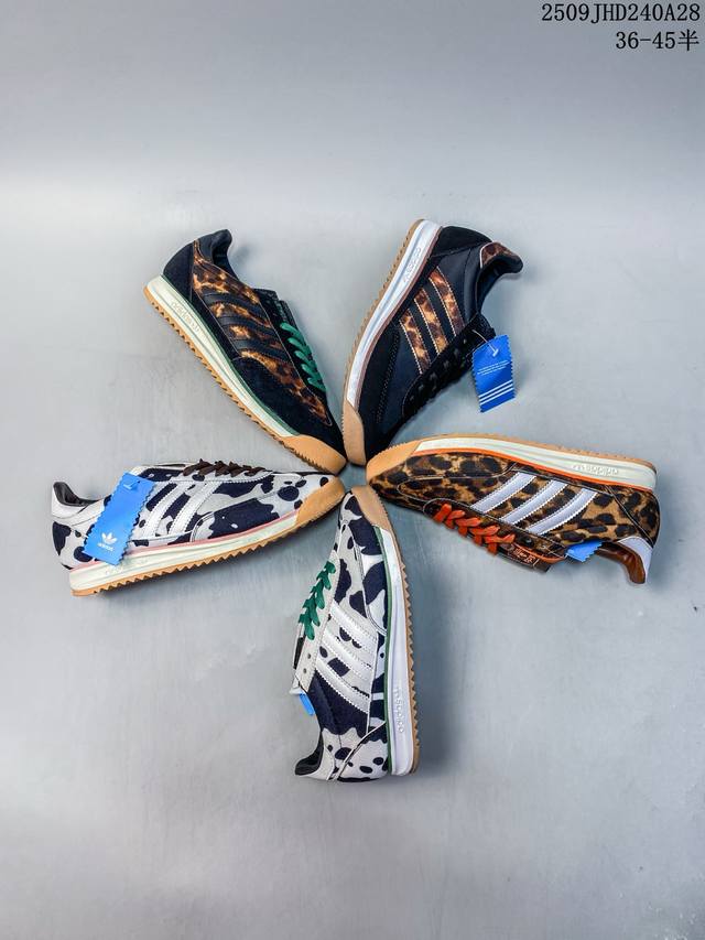 Adidas Sl 72 Og Adidas Fashion Leopard Print Mohair Patchwork Unisex Low-Top Spo