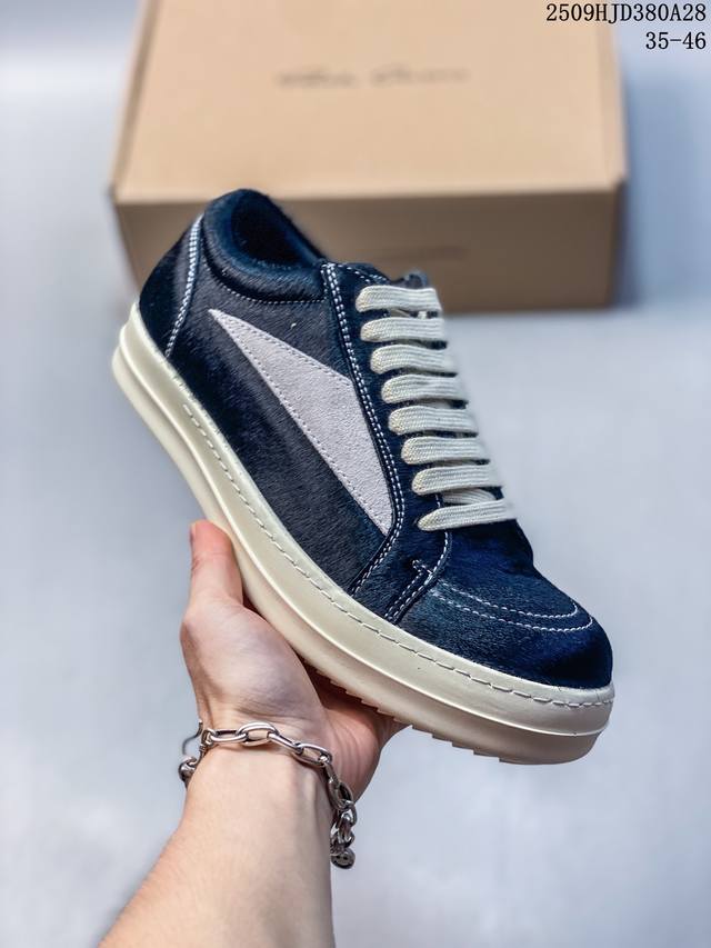 Pure Original Rick Owens Drkshdw Low-top Leather Fashion Sports Sneakers, Grey.