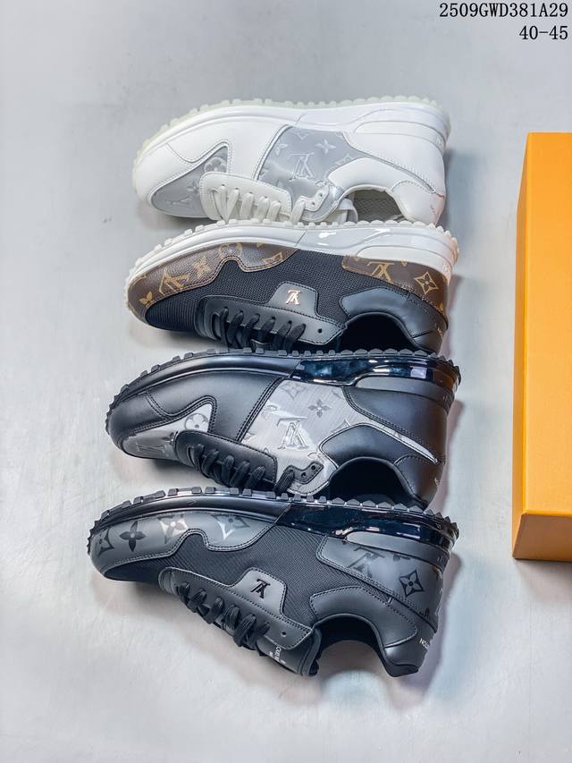 Louis Vuitton Run Away Men's Round Toe Lace-up Casual Low-top Sneakers in Calfsk