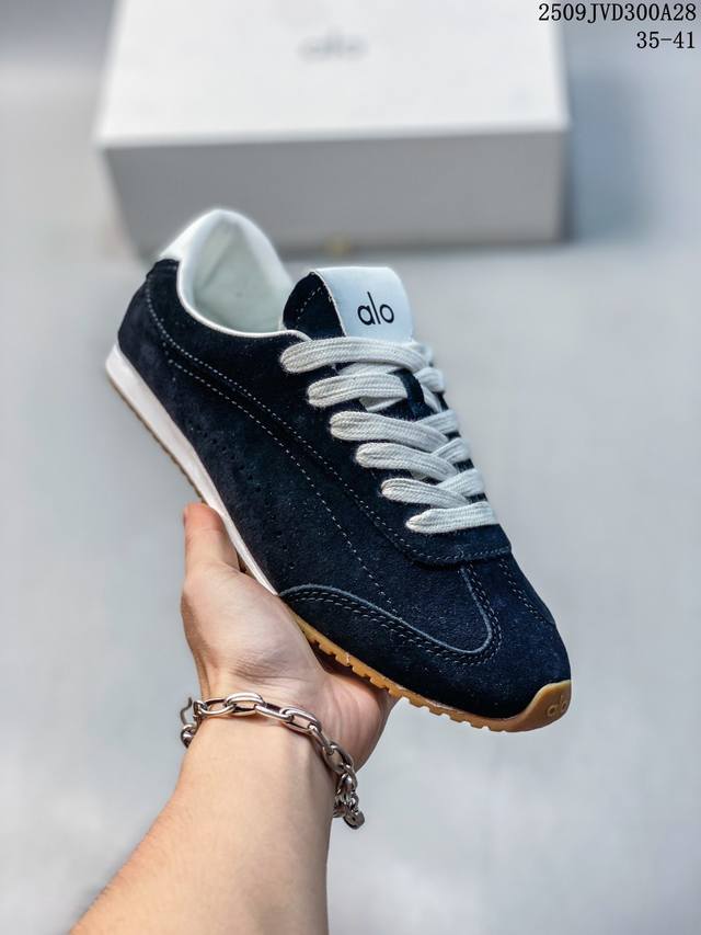 New Arrival Alo Sunset Women's Sports Casual Shoes Suede Simple Low-Top Thin-Sol