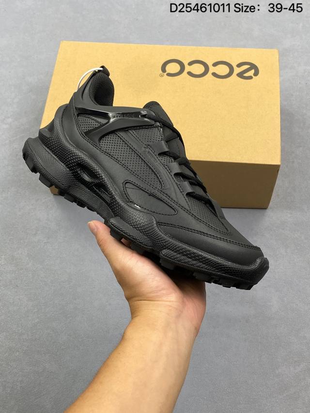 Factory Grade Ecco Biom C-Trail Series Leather Round Toe Thick Sole Lace-up Low-