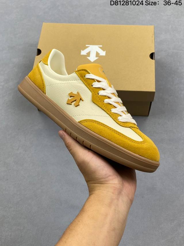 Descente Chron Sneakers - Retro Patchwork Fashion Casual Sneakers. Features a co