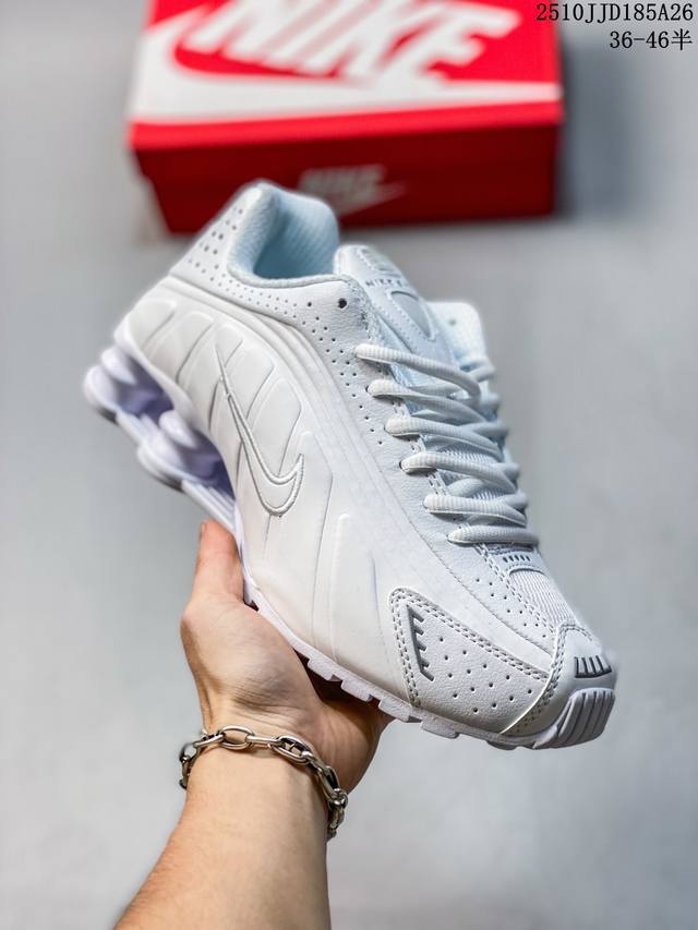 Nike Shox R4 White Men's Comfortable and Stylish Non-Slip and Wear-Resistant Run