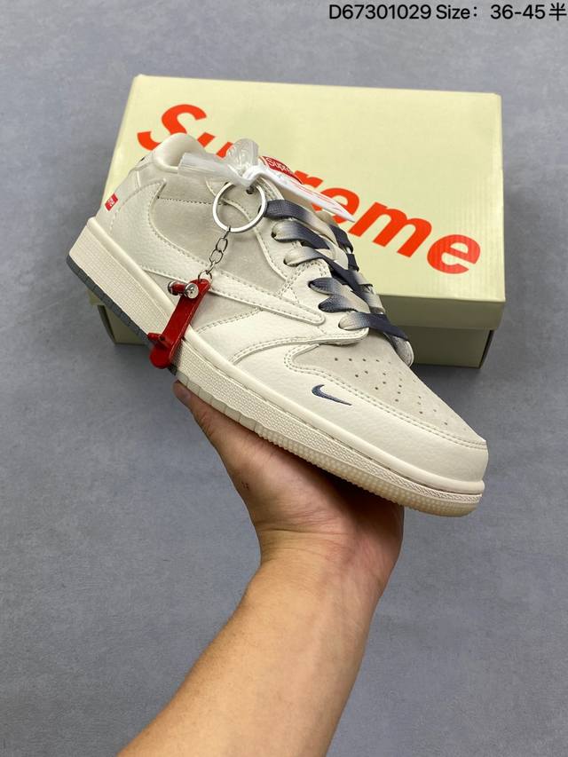 Fragment X Travis Scott X Stuart Air Jordan 1 Low Three-Way Collaboration Revers