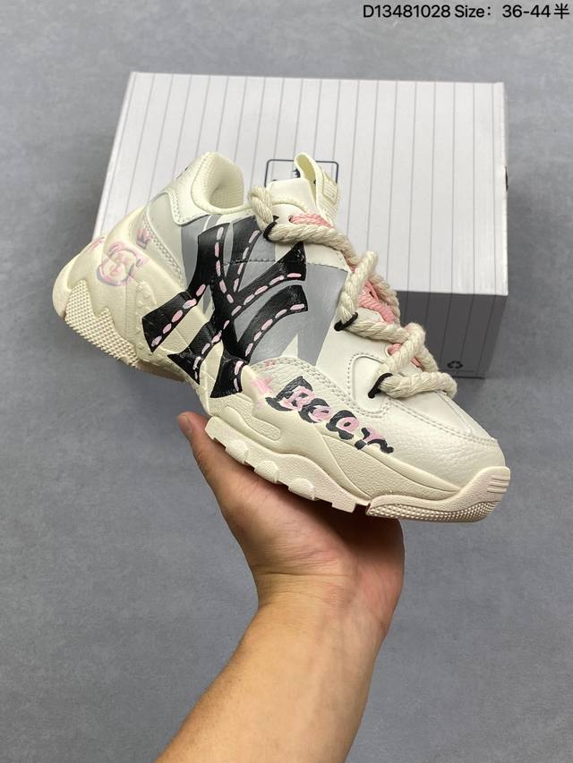 Company Grade Mlb Ny Printed Popular Dad Shoes Graffiti Prank 6cm Height Increas