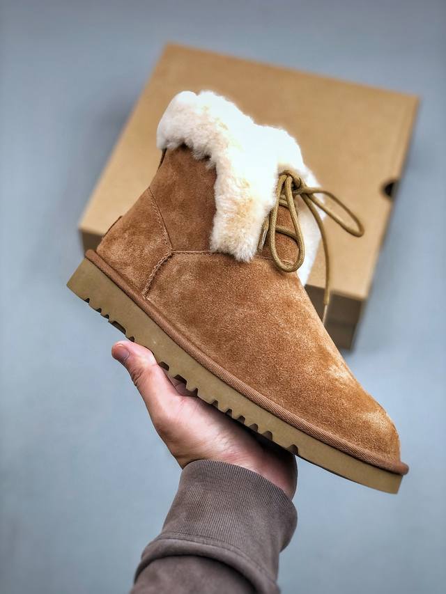 K Ugg Autumn/Winter Sheepskin Mid-Cut Snow Boots. The entire boot uses genuine A