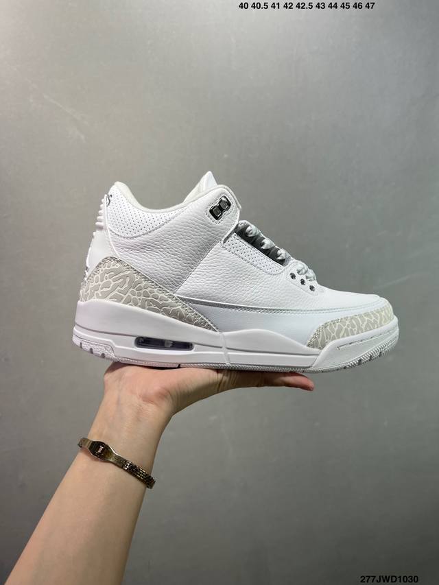 Company Grade Air Jordan 3 Retro "Silver Anniversary" AJ3. This white-themed Jor