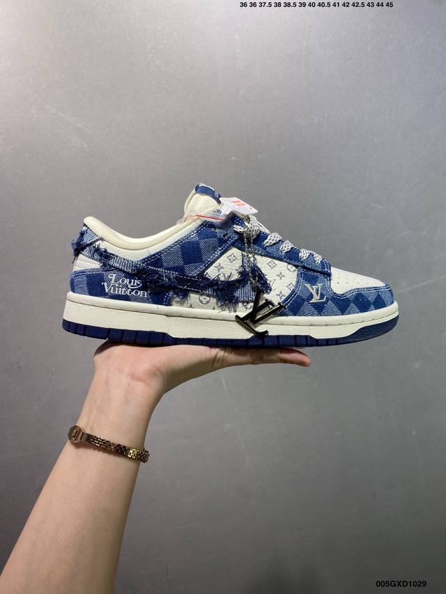 Company Grade Louis Vuitton X Nike Dunk Low White and Blue Denim (Ddd) This styl