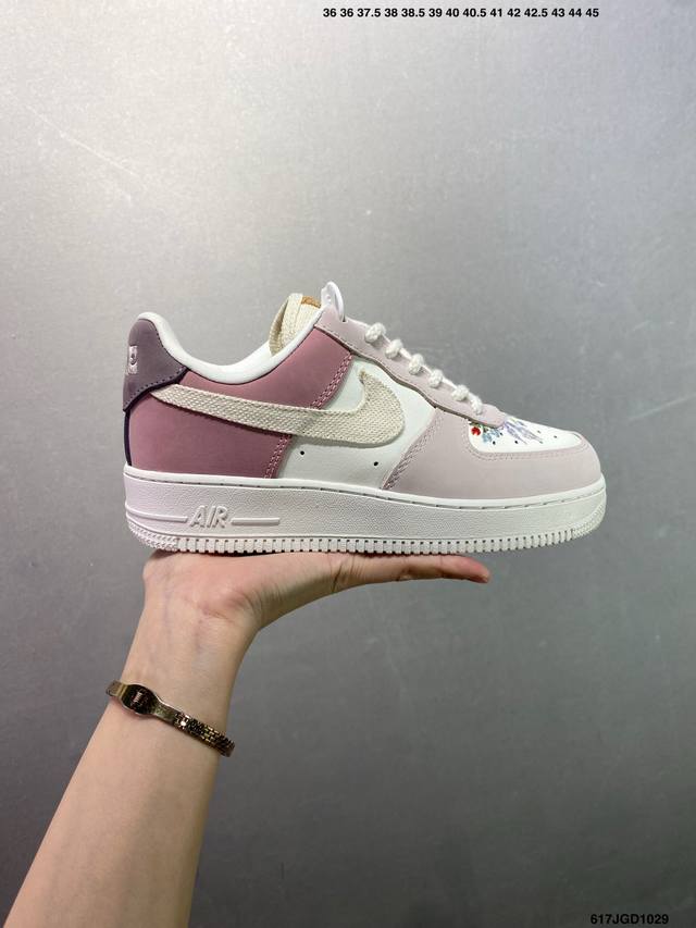 Nike Air Force 1 Low Pink and White Low-Top Sports and Casual Sneakers. Made wit