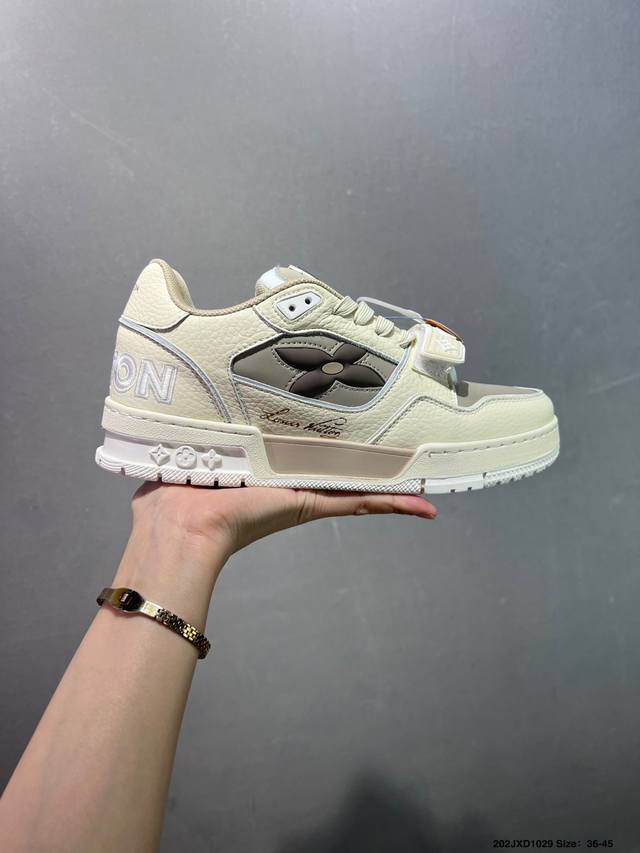 Company-grade Louis Vuitton (LV) sneakers, new Lv Trainer colorway, basketball s